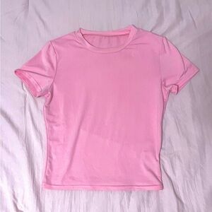 SHEIN Pink Short Sleeve Fitted Tee